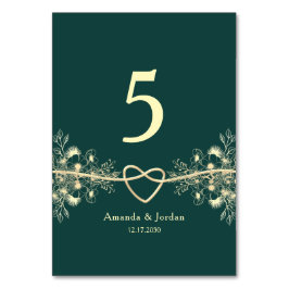 Numeração De Mesa Casamento Dourado Esmeralda Verde