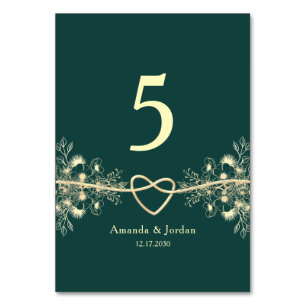 Numeração De Mesa Casamento Dourado Esmeralda Verde