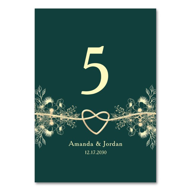 Numeração De Mesa Casamento Dourado Esmeralda Verde (Frente)