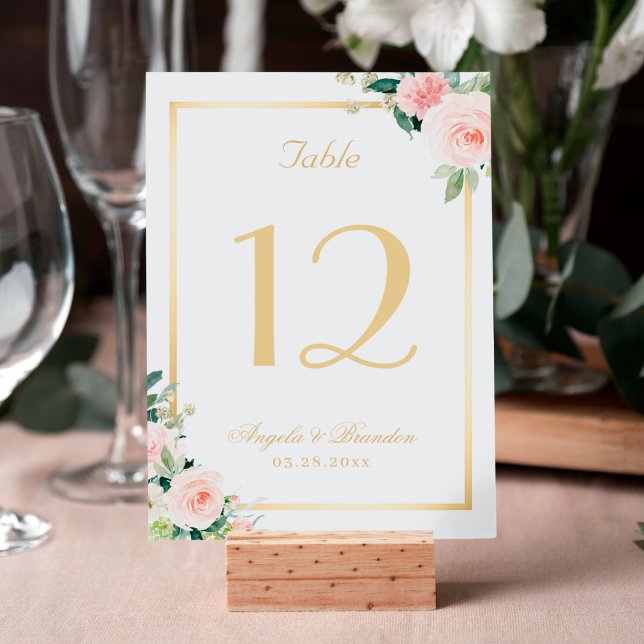 Numeração De Mesa Casamento Dourado Floral Clássico Azeitinho Rosa (Criador carregado)