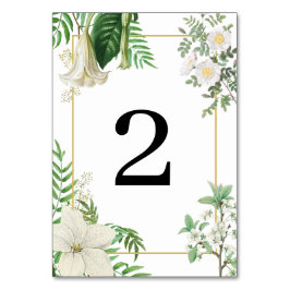 Numeração De Mesa Casamento Dourado Floral de Cor Verde Branca Rústi