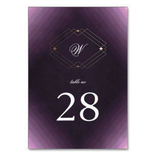 Numeração De Mesa Casamento Dourado Geométrico Roxo Simples