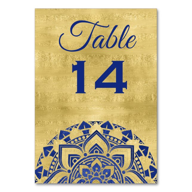Numeração De Mesa Casamento Dourado Mandala Indiano Elegante (Frente)