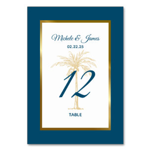Numeração De Mesa Casamento Dourado Palm Tree Beach do Oceano Tropic