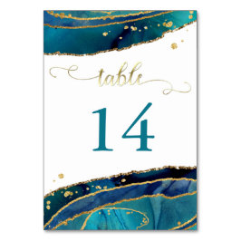 Numeração De Mesa Casamento Dourado por Agata Moderno Teal Watercolo