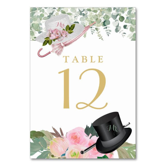 Numeração De Mesa Casamento Dourado Romântico Blush (Frente)
