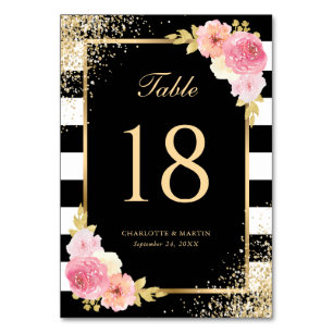 Numeração De Mesa Casamento Dourado, Rosa-Rosa-Rosa-Rosa-Blush, Pret