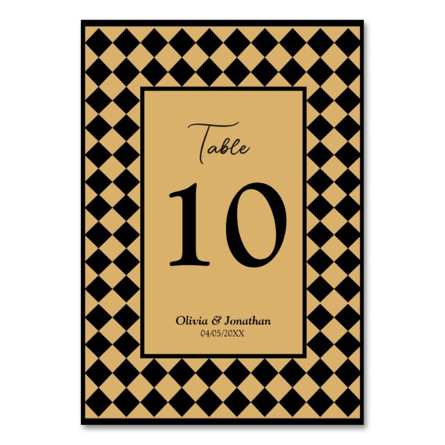 Numeração De Mesa Casamento Dourado Simples Moderno e Simples (Frente)