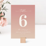 Numeração De Mesa Casamento Dusty Pink & Champagne Ombre Monograma<br><div class="desc">Números de Tabela de Jantados de Mão Rosa Dusty & Champagne Ombre Monograma. Esta moderna placa de Mesa chic é simples, clássica e elegante, com um sutil desvanecimento do gradiente ombre e uma bonito letra de escrita de assinatura com caudas. Mostrada na nova estrada. Disponível em várias opções de cor...</div>
