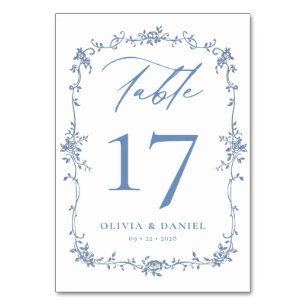 Numeração De Mesa Casamento Elegante Azul Vitoriano Dusty