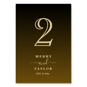 Numeração De Mesa Casamento Elegante Clássico Negro e Ouro