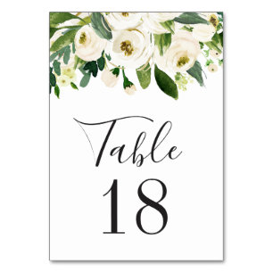Numeração De Mesa Casamento Elegante com Aquarela Floral e Verde
