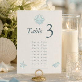 Numeração De Mesa Casamento Elegante Conchas Costeiras