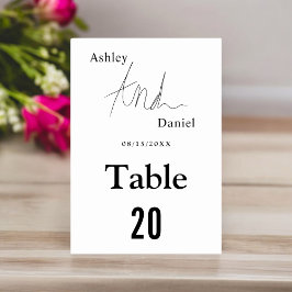 Numeração De Mesa Casamento Elegante Da Caligrafia Branca E Negra Si