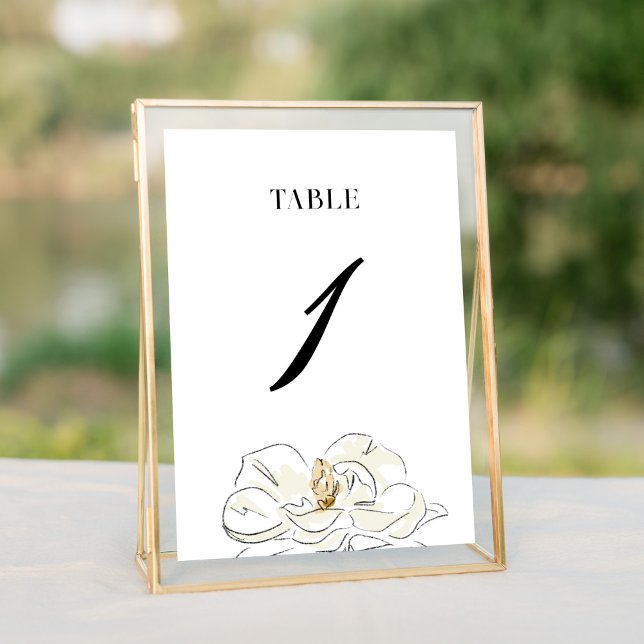 Numeração De Mesa Casamento Elegante da Magnólia Branca (Elegant Southern-inspired white magnolia illustration wedding table number cards.)