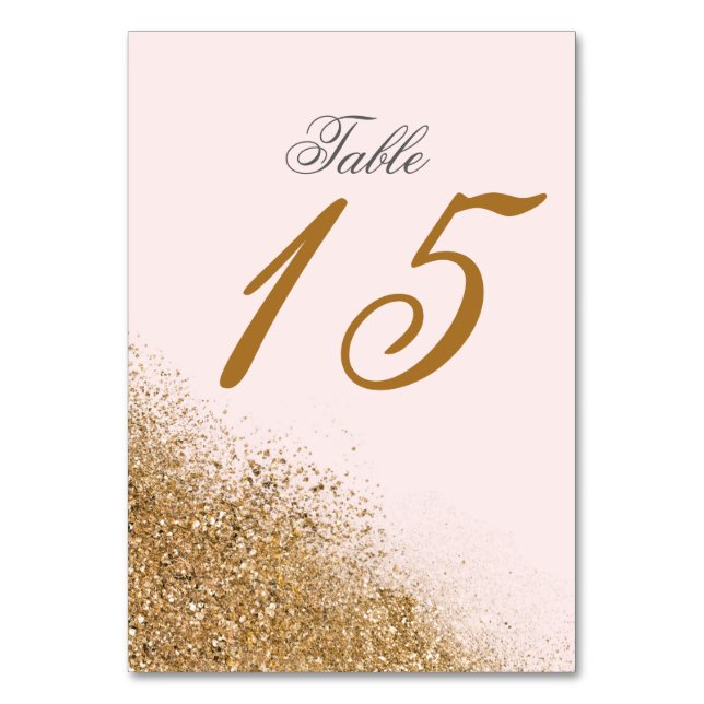 Numeração De Mesa Casamento Elegante de Brilhante Dourado Glitter Sp (Frente)