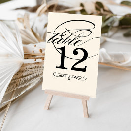 Numeração De Mesa Casamento Elegante de Caligrafia Negra e de Marfim