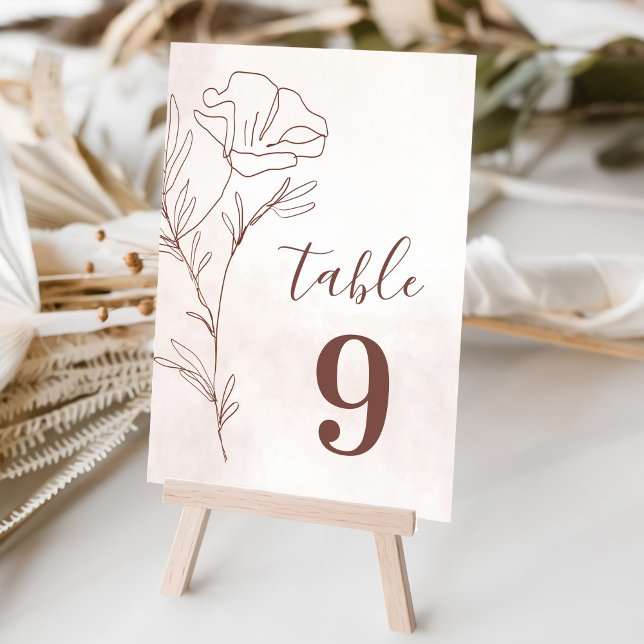 Numeração De Mesa Casamento Elegante de Desenho Floral Moderno Minim (Criador carregado)