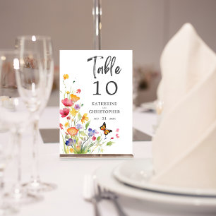 Numeração De Mesa Casamento Elegante de Flores Selvagens Coloridas