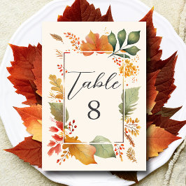 Numeração De Mesa Casamento Elegante de Folhas de Outono Personaliza