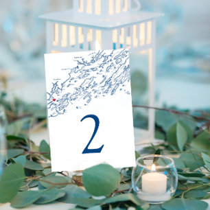 Numeração De Mesa Casamento Elegante de Marinhos do Mapa da Baía de 