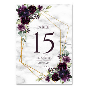 Numeração De Mesa Casamento Elegante de Mármore Roxo de Plum Geomé