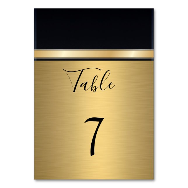 Numeração De Mesa Casamento elegante de ouro/preto (Frente)