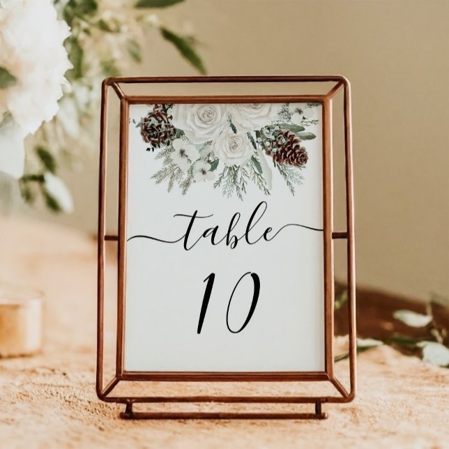 Numeração De Mesa Casamento Elegante De Pinheiro De Inverno (Criador carregado)