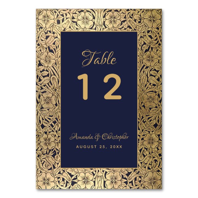 Numeração De Mesa Casamento Elegante de Rosas Selvagens Azuis, Marin (Verso)