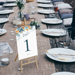Numeração De Mesa Casamento Elegante de Terracota de Outono Azul Nav