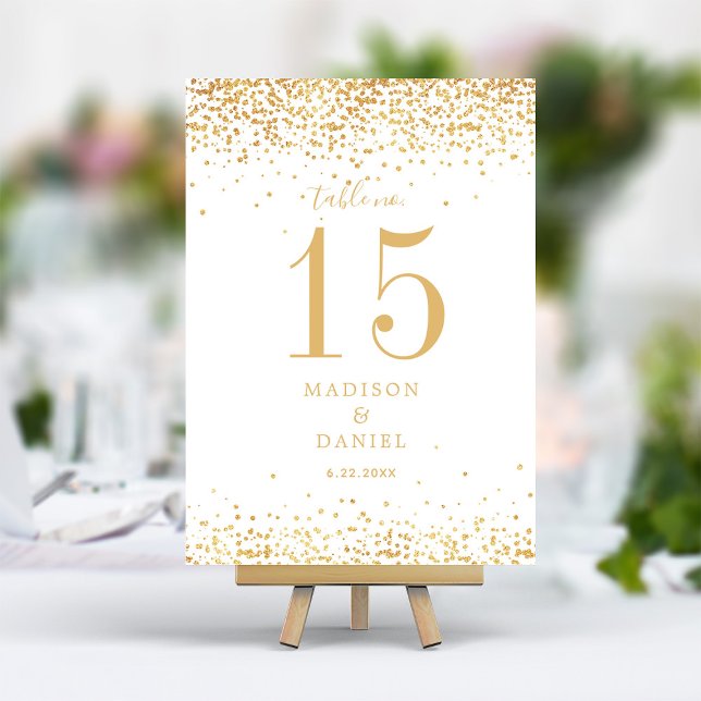 Numeração De Mesa Casamento Elegante Dourado de Confetti (Criador carregado)
