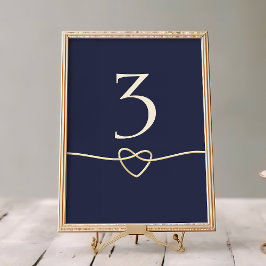 Numeração De Mesa Casamento Elegante em Dourado e Azul Marinho