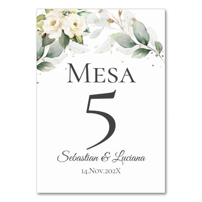 Numeração De Mesa Casamento elegante espanhol (Frente)