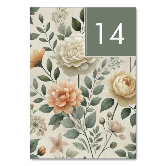 Numeração De Mesa Casamento Elegante Floral Amarelo-Manteiga (Frente)