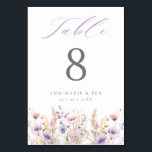Numeração De Mesa Casamento Elegante Lilac Wildflower<br><div class="desc">Elegante Lilac Wildlows Número da Tabela de Casamento com título lilac "mesa" em letra de caligrafia. A personalização está na fonte do servidor de cinzas.</div>