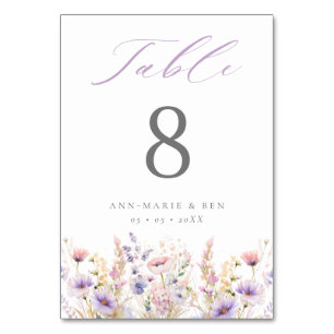 Numeração De Mesa Casamento Elegante Lilac Wildflower
