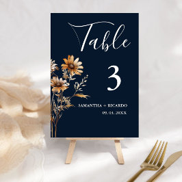 Numeração De Mesa Casamento Elegante Minimalista Boho Blue Wildflowe