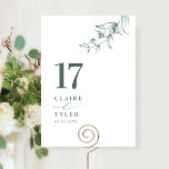 Numeração De Mesa Casamento Elegante, Mínimo de Verde Botânico<br><div class="desc">Guie seus hóspedes para a mesa deles com este cartão elegante da mesa de casamento. Na moda e design simples com nomes para o lado, juntamente com o "e" na caligrafia moderna manuscrita. Delicado detalhe de canto botânico verde desenhado à mão. Por favor, faça um pedido individual para o número...</div>