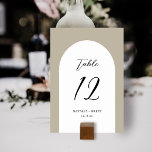 Numeração De Mesa Casamento Elegante Mínimo | Número do quadro bege<br><div class="desc">Estes cartões de números simples e na moda de mesa de casamento apresentam uma forma de arco em branco sobre um fundo de cor personalizado (mostrado em bege claro). Coordenam-se perfeitamente com os nossos produtos Elegante Vintage Winter Florals. Fácil de personalizar para o seu casamento ou outra ocasião especial.</div>