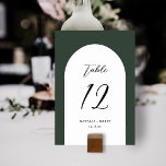 Numeração De Mesa Casamento Elegante Mínimo | Número do quadro verde<br><div class="desc">Estes cartões de número simples e na moda de mesa de casamento apresentam uma forma de arco em branco sobre um fundo de cor personalizado (mostrado em verde escuro). Coordenam-se perfeitamente com os nossos produtos Elegante Vintage Winter Florals. Fácil de personalizar para o seu casamento ou outra ocasião especial.</div>