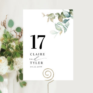 Numeração De Mesa Casamento Elegante, Mínimo Verde