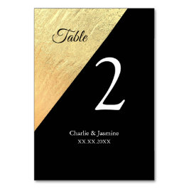 Numeração De Mesa Casamento Elegante Moderno Preto e Dourado com Fol