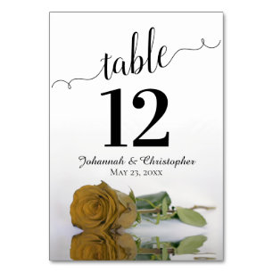 Numeração De Mesa Casamento Elegante Ochre Rosa Refletindo Ouro