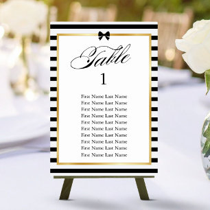 Numeração De Mesa Casamento Elegante Preto Branco Listra Moldura Dou