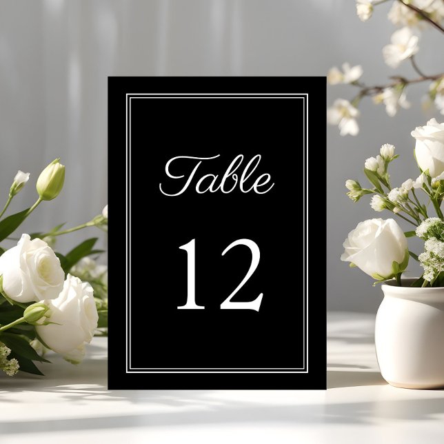 Numeração De Mesa Casamento Elegante Preto e Branco (Elegant Black And White Wedding Table Number)