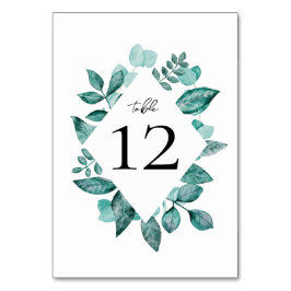 Numeração De Mesa Casamento Elegante Teal Greenery Watercolor