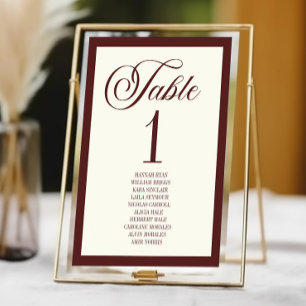Numeração De Mesa Casamento Elegante Vintage Marfim Burgundy Escuro