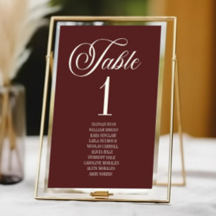 Numeração De Mesa Casamento Elegante Vintage Marfim Burgundy Escuro