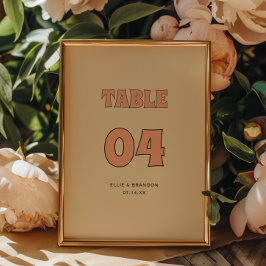Numeração De Mesa Casamento ELLIE Tipografia Retro Minimalista