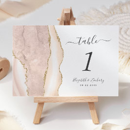 Numeração De Mesa Casamento em Ágata Marfim Dourada